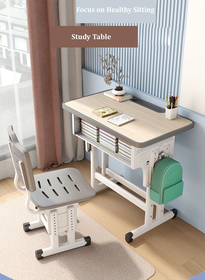 C&C Home تصميم مريح حديث لمكتب الطالب بارتفاع قابل للتعديل مع أدراج تخزين وطاولة عمل للقراءة والرسم وأثاث للأطفال مقاس 60 × 40 × 76 و38 × 36 × 42 سم  - Image 1