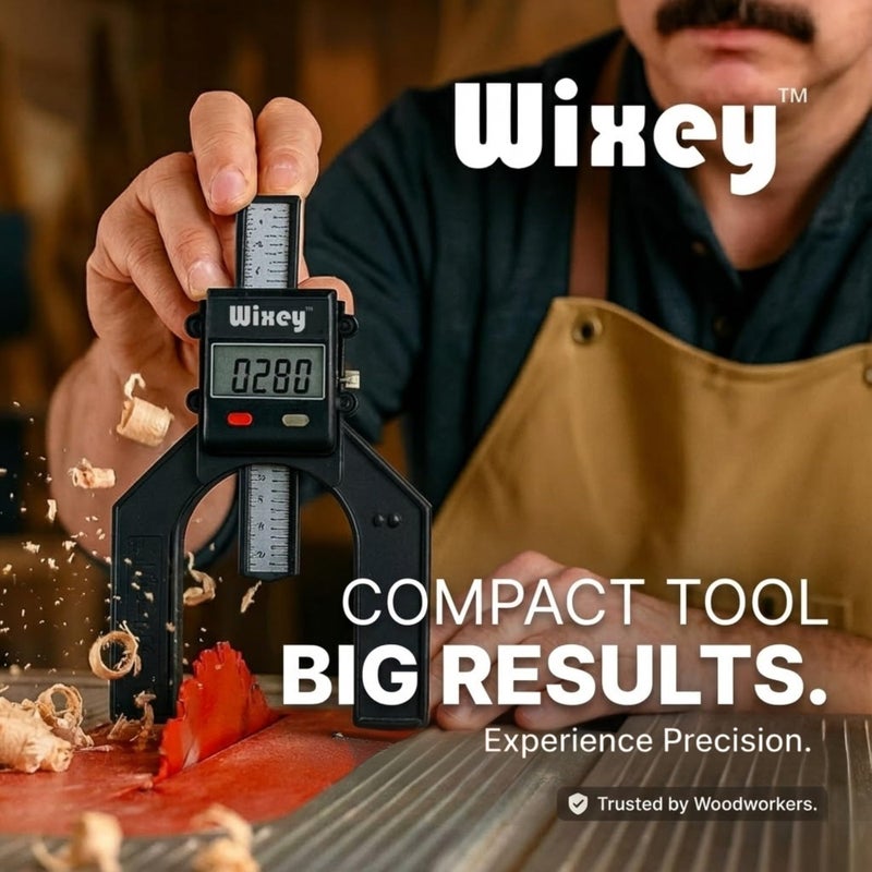 Wixey مقياس ارتفاع رقمي صغير من ويكسي - مقياس عمق رقمي سهل القراءة ومتين - أداة قياس ارتفاع دقيقة وموثوقة لآلات التوجيه ومنشار الطاولة - أدوات قياس مدمجة لمشاريع النجارة - Image 3