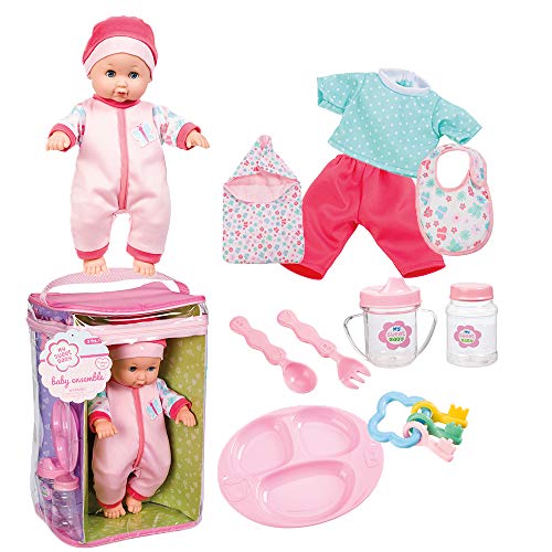 Toysmith Deluxe Baby Ensemble 12- Piece Doll Playset - 11 1/2" soft body doll with change of clothes (clothing may vary) - Image 4