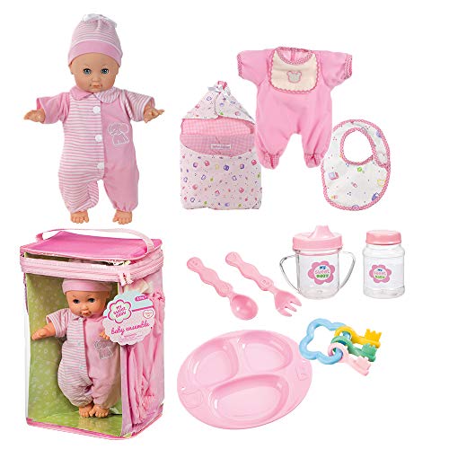 Toysmith Deluxe Baby Ensemble 12- Piece Doll Playset - 11 1/2" soft body doll with change of clothes (clothing may vary) - Image 2