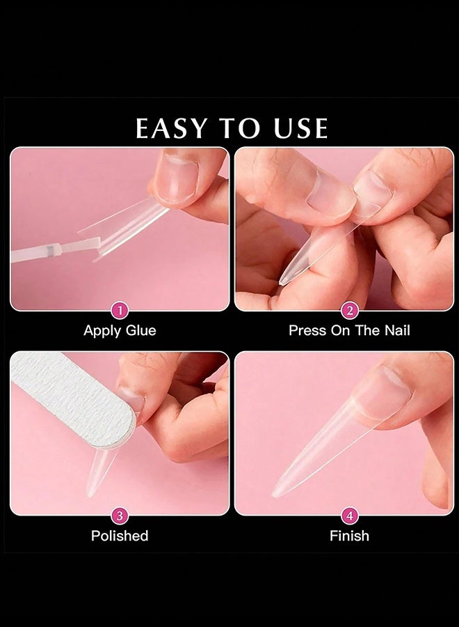 Generic 500pcs/Bag Acrylic Nail Tips Stiletto Coffin Practice Nail Capsules Artificial False Soft Gel Full Cover Nail Tips Manicure Tool Press On Nails - Image 5