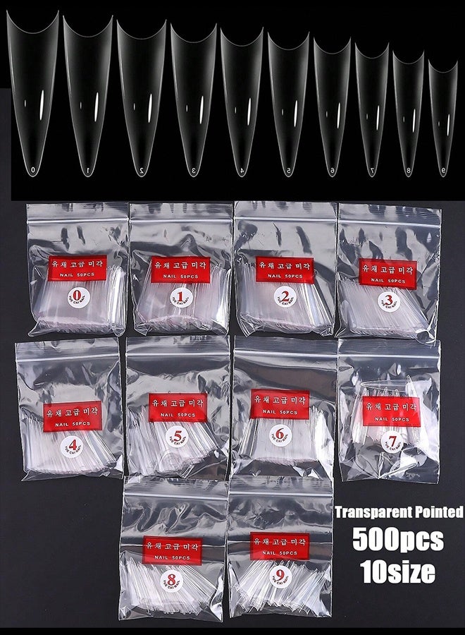 Generic 500pcs/Bag Acrylic Nail Tips Stiletto Coffin Practice Nail Capsules Artificial False Soft Gel Full Cover Nail Tips Manicure Tool Press On Nails - Image 2