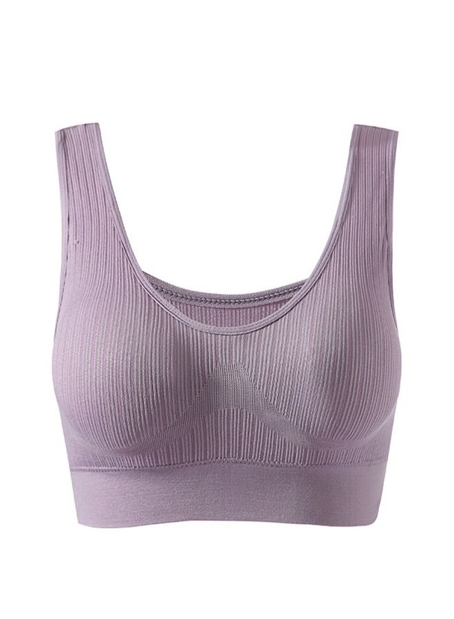 Loquat Women's Large Back Without Steel Ring Sports Bra Purple 