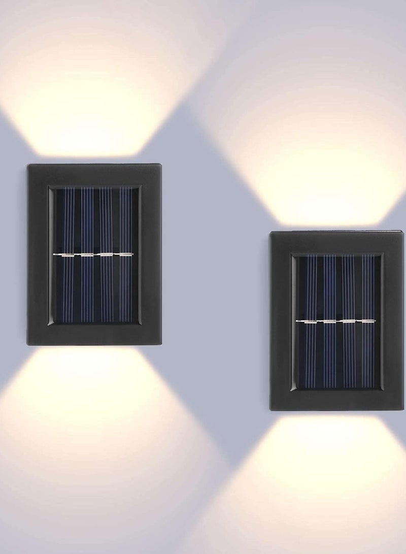Solar Powered Wall Lights Outdoor Decorative Fence Wall Sconce Up Down Solar Waterproof Garden Patio Balcony Warm White 2 Pack - Image 1
