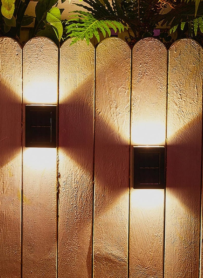 Solar Powered Wall Lights Outdoor Decorative Fence Wall Sconce Up Down Solar Waterproof Garden Patio Balcony Warm White 2 Pack - Image 3