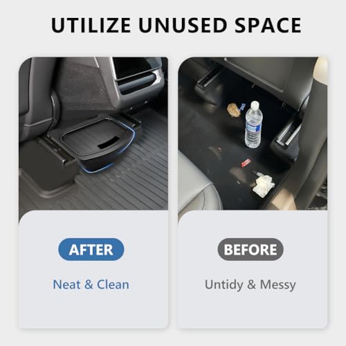 MOTRUM Rear Trash Can Compatible with 2025 2026 Tes-la Model Y Juniper (Not for 2020-2024 Model Y), TPE Garbage Can Bin Accessories, Rear Center Console Storage Box Organizer, Black, 1 PC - Image 4
