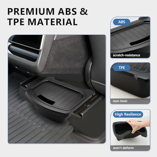 MOTRUM Rear Trash Can Compatible with 2025 2026 Tes-la Model Y Juniper (Not for 2020-2024 Model Y), TPE Garbage Can Bin Accessories, Rear Center Console Storage Box Organizer, Black, 1 PC - Image 5