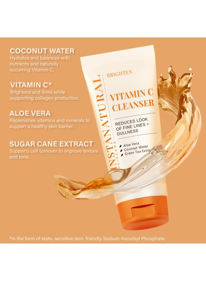 Instanatural Vitamin C Cleanser | All Natural Face Wash, Brightens Skin, Good for Uneven Texture, USA Made with Coconut Water and Aloe Vera, 6.7 FL Oz - Image 3