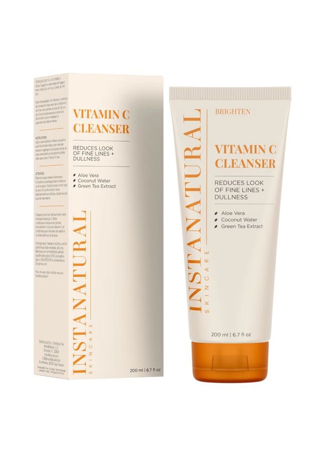 Instanatural Vitamin C Cleanser | All Natural Face Wash, Brightens Skin, Good for Uneven Texture, USA Made with Coconut Water and Aloe Vera, 6.7 FL Oz - Image 2