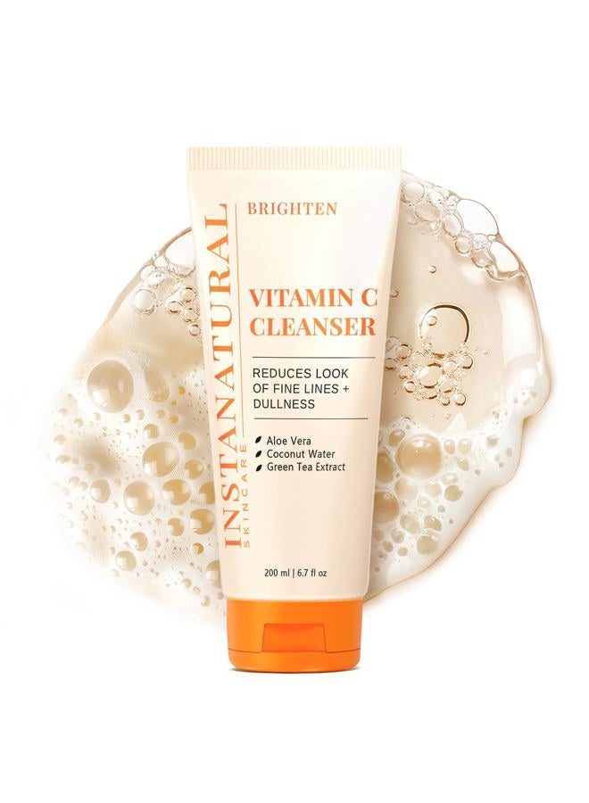 Instanatural Vitamin C Cleanser | All Natural Face Wash, Brightens Skin, Good for Uneven Texture, USA Made with Coconut Water and Aloe Vera, 6.7 FL Oz - Image 1