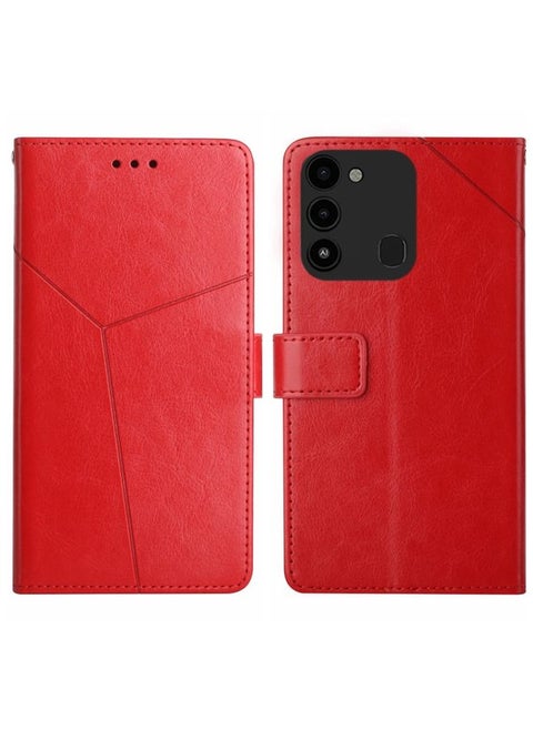 Case Cover For For Tecno Spark Go 2022 HT01 Y-shaped Pattern Flip Leather Phone Case(Red)