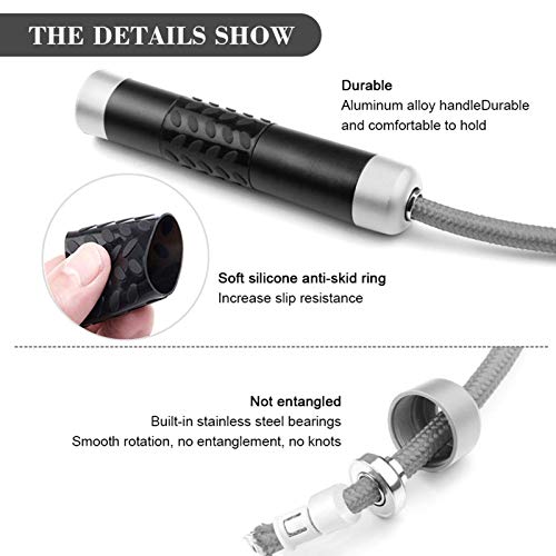 Redify Weighted Jump Rope for Workout Fitness(1LB), Tangle-Free Ball Bearing Rapid Speed Skipping Rope for MMA Boxing Weight-loss,Aluminum Handle Adjustable Length 9MM Fabric Cotton+9MM Solid PVC Rope (Grey) - Image 4
