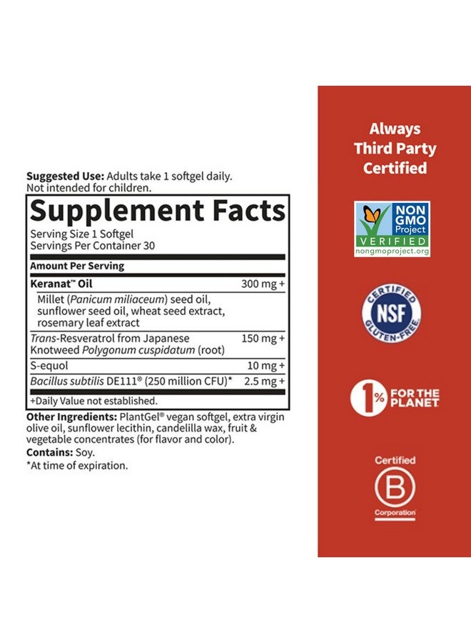 جاردن أوف لايف مكمل غذائي من Garden of Life Herbals لعلاج انقطاع الطمث مع S-equol وTrans-Resveratrol لتخفيف أعراض متعددة، Keranat لنمو شعر أكثر كثافة وامتلاءً - غير معدل وراثيًا، خالٍ من الغلوتين، نباتي، بنكهة التوت، 30 حصة  - Image 4