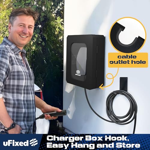 Ufixed Outdoor EV Charger Enclosure Wall Box with Lock for Tesla Wall charger and Chargepoint with Holder Weatherproof Visible Easy to Install Black - Image 3