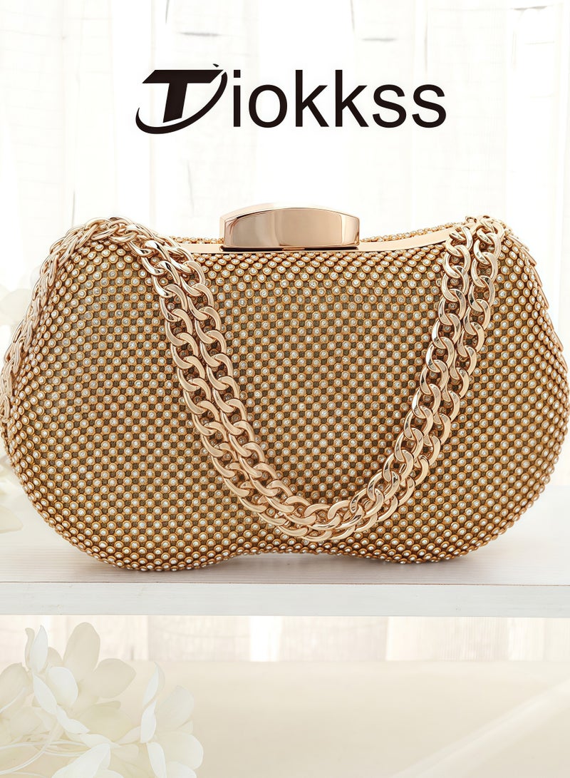 Tiokkss Luxury Crystal-Encrusted Evening Bag For Women - Banquet Clutch, Trendy & Versatile For Daily Use, Crossbody Party Purse  - Image 1