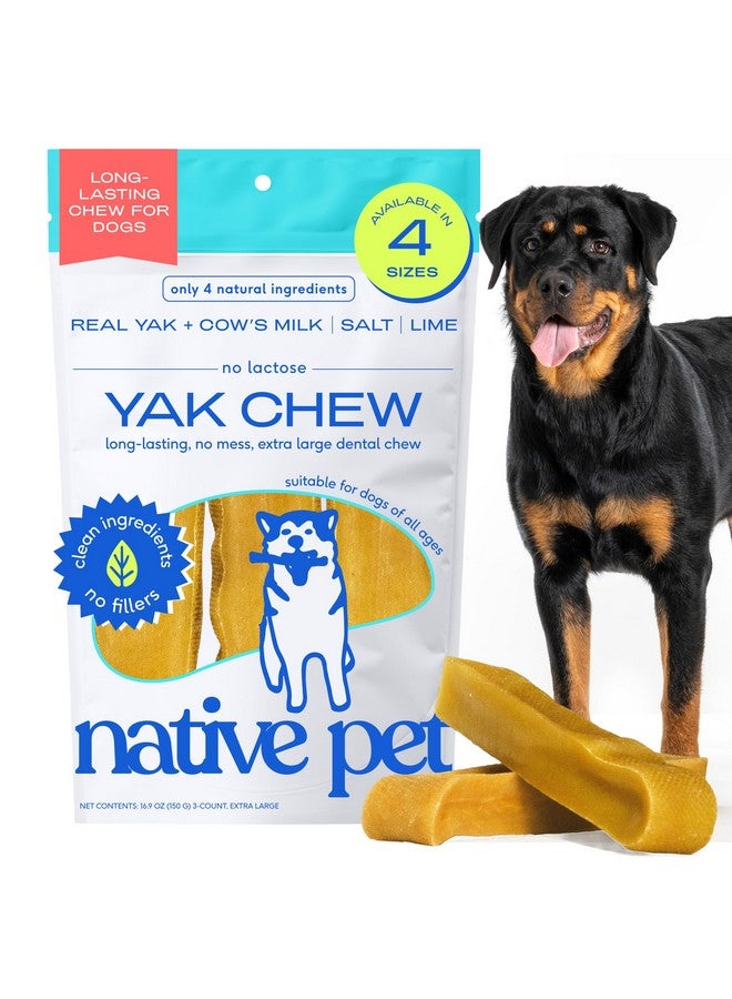 Native Pet Yak Cheese Himalayan Dog Chews XLarge - Long Lasting Dental Sticks for Extra Large Breeds - 100% All Natural Himalayan Yak Chews - Cheese Bone for Aggressive Chewers - 3 Per Pack - Image 1