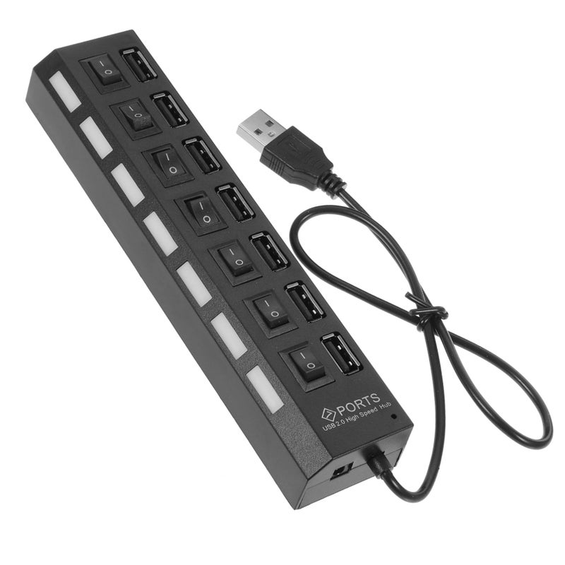 7 Port USB Hub High Speed Expander Portable USB 2.0 Splitter with LED Indicator for Laptop - Image 2