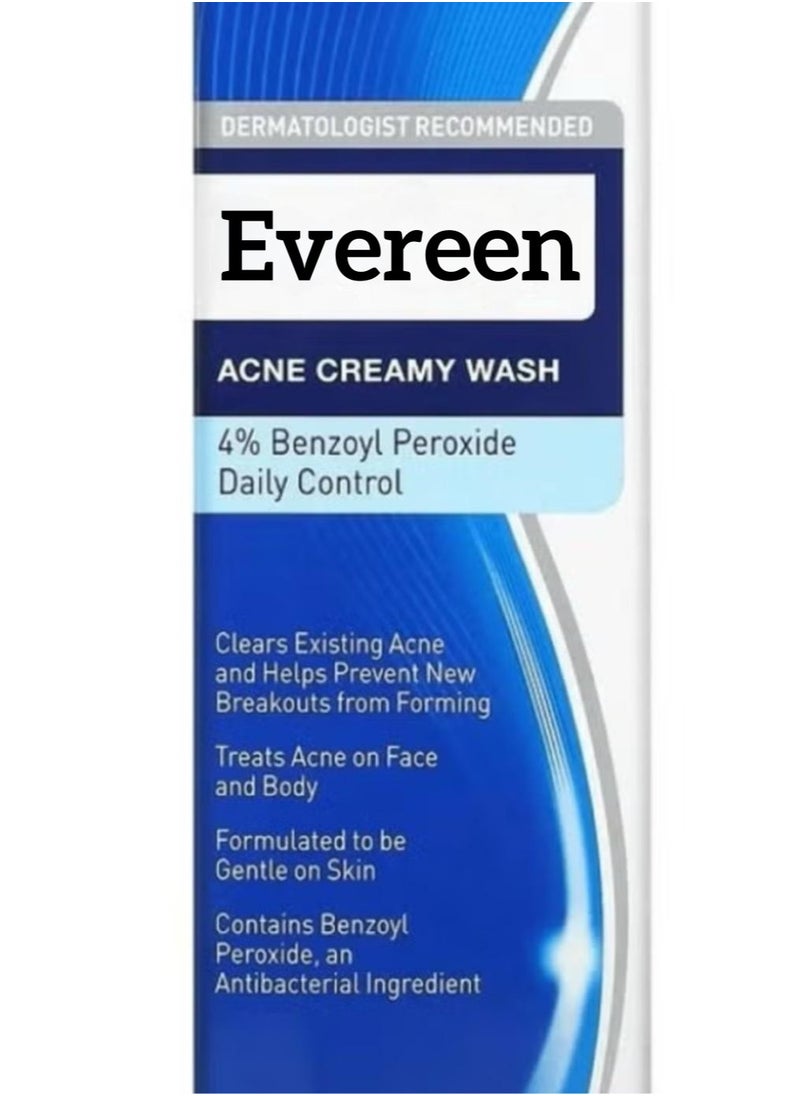 EVEREEN Antimicrobial Acne Creamy Wash, 4% Benzoyl Peroxide, 6 Ounce  - Image 2