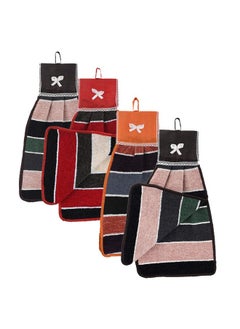 Kuber Industries Kuber Industries Cotton Napkin | Washbasin Hanging Napkin | Kitchen Towel with Ties | Napkin for Kitchen | Napkin for Bathroom | Lining Hand Towel for Kitchen | Pack of 4 | Multicolor  - Image 1