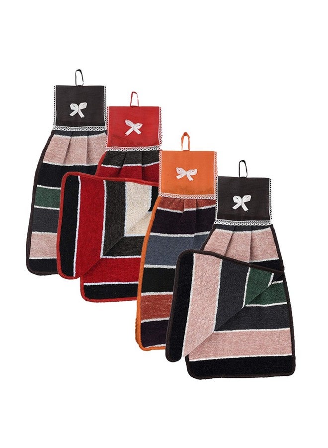 Kuber Industries Kuber Industries Cotton Napkin | Washbasin Hanging Napkin | Kitchen Towel with Ties | Napkin for Kitchen | Napkin for Bathroom | Lining Hand Towel for Kitchen | Pack of 4 | Multicolor - Image 1
