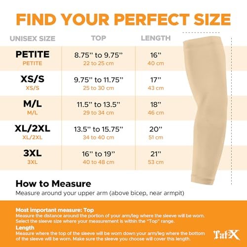 Tat2X Tattoo Cover Up Sleeve - Full Arm Sleeves Cover Tattoos at Work - Keep Tattoos Looking Fresh - Breathable Stay-Dry Fabric - Blocks 97% of UV Rays - Made in USA - Suntan - Extra Large/2XL - 1 Sleeve - Image 4
