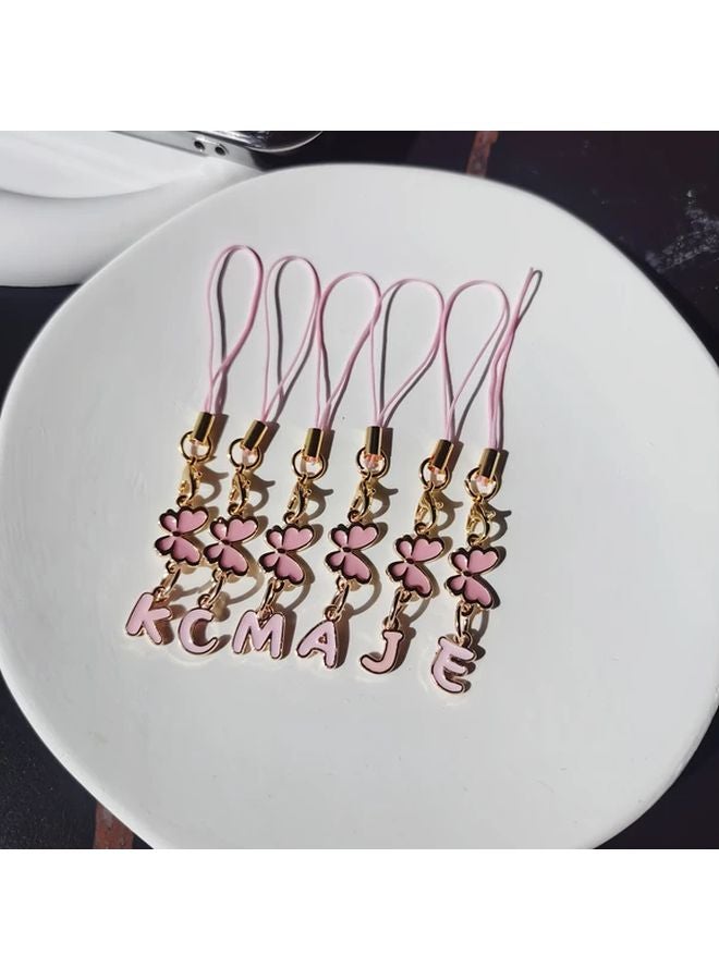 غلاف هاتف على شكل فراشة وردية مع حبل تعليق و 26 حرفًا كبيرًا معلقًا هدية عطلة وعيد ميلاد - Image 4