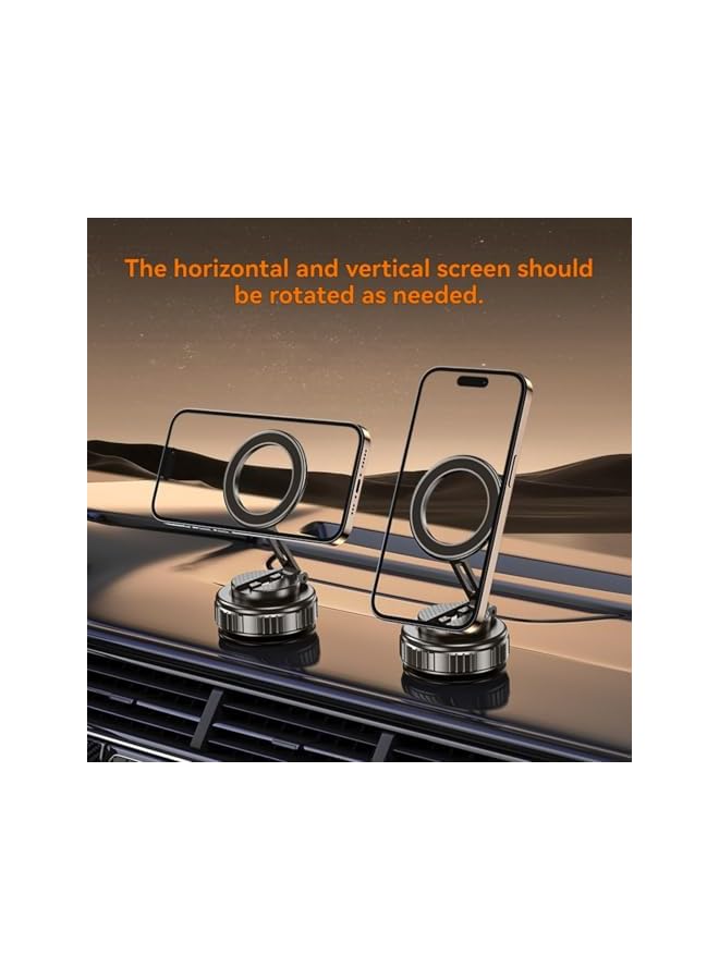 S-TOP Magnetic Car Phone Mount, 360° Rotatable Vacuum Suction Cup Holder, Ultra Strong Magnetic Phone Holder Compatible with All Phones, Secure Dashboard Windshield Mount for Car Travel Navigation - Image 2