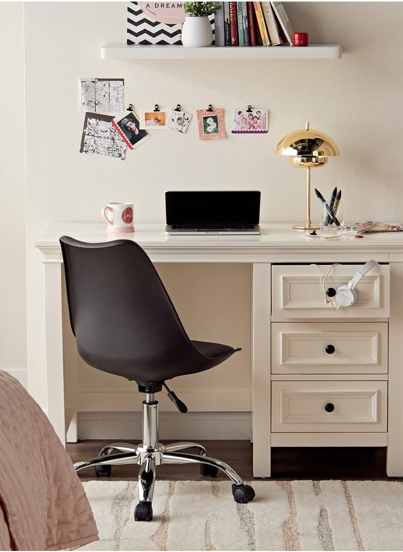Taimi - Modern Home Desk Chair, Office Chair, Adjustable 360 °Swivel Chair Plastic Armless Swivel Computer Chair With Wheels and Padded Seat for Living Room, Bed Room Office Hotel Dining Room Black - Image 1