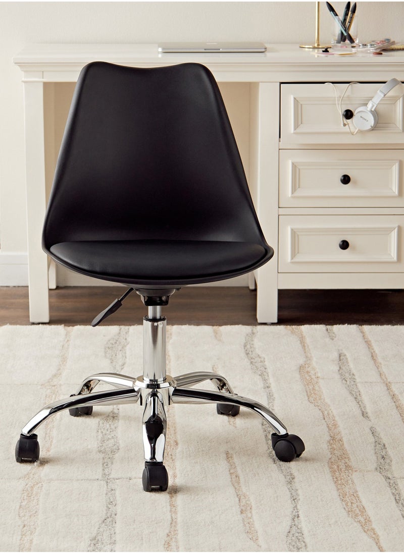 Taimi - Modern Home Desk Chair, Office Chair, Adjustable 360 °Swivel Chair Plastic Armless Swivel Computer Chair With Wheels and Padded Seat for Living Room, Bed Room Office Hotel Dining Room Black - Image 1