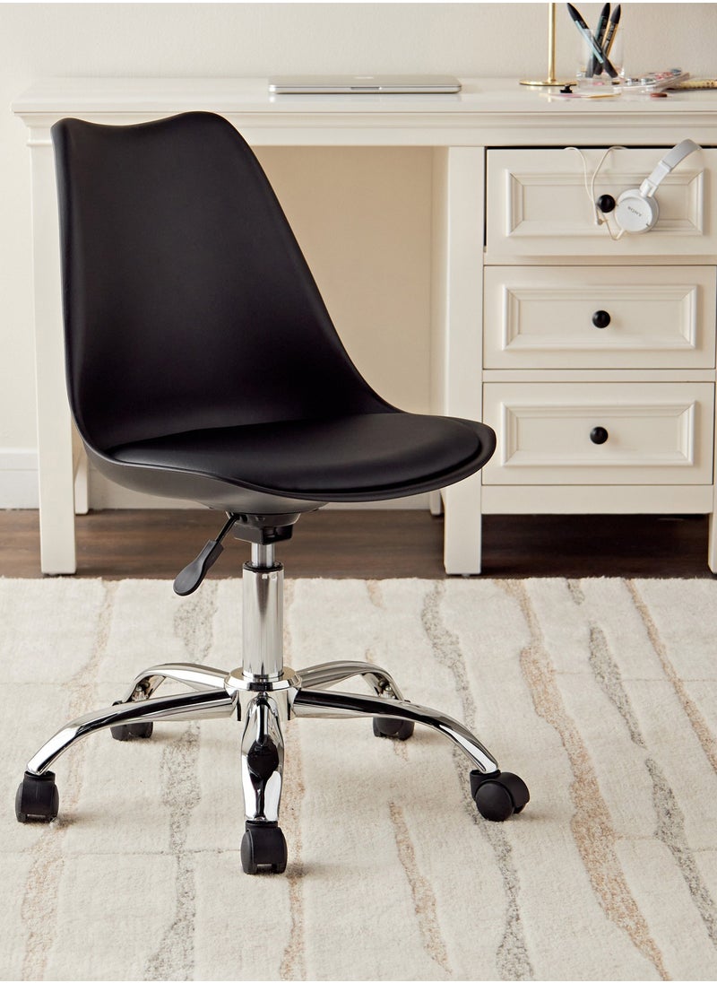 Taimi - Modern Home Desk Chair, Office Chair, Adjustable 360 °Swivel Chair Plastic Armless Swivel Computer Chair With Wheels and Padded Seat for Living Room, Bed Room Office Hotel Dining Room Black - Image 1