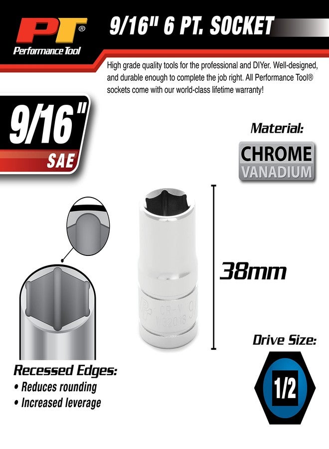 بيرفورمانس تول أداة الأداء W32018 مقبس سداسي النقاط، محرك 1/2 بوصة، 9/16 - Image 3