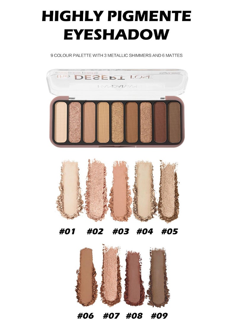 Handaiyan 9-Color Eyeshadow Palette Matte Shimmer High-Pigment Everyday Wear - Image 5