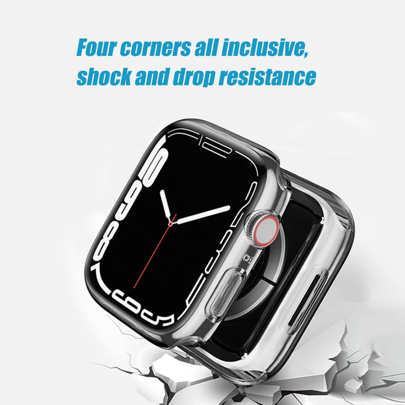 Ailun for Apple Watch Series 9 & 8 & 7 Screen Protector Case [45mm], Ultra-Thin Hard PC Case Built in Tempered Glass for iWatch, Shockproof Cover with Button [2 Pack][Clear] - Image 3