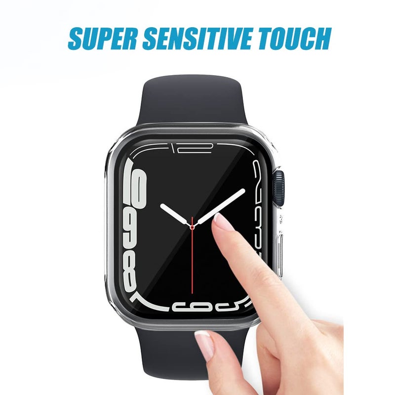 Ailun for Apple Watch Series 9 & 8 & 7 Screen Protector Case [45mm], Ultra-Thin Hard PC Case Built in Tempered Glass for iWatch, Shockproof Cover with Button [2 Pack][Clear] - Image 4