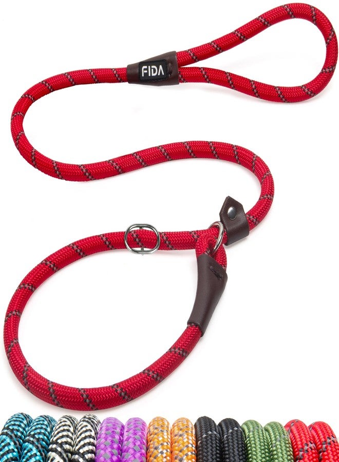 Fida Slip Leads for Dogs - 6 FT x 1/2" Heavy Duty Comfortable Strong Rope Leash for Large, Medium Dogs - No Pull Pet Training Leash with Highly Reflective Red - Image 1