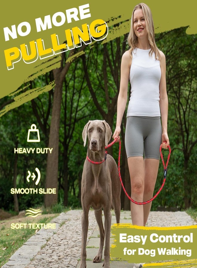 Fida Slip Leads for Dogs - 6 FT x 1/2" Heavy Duty Comfortable Strong Rope Leash for Large, Medium Dogs - No Pull Pet Training Leash with Highly Reflective Red - Image 2
