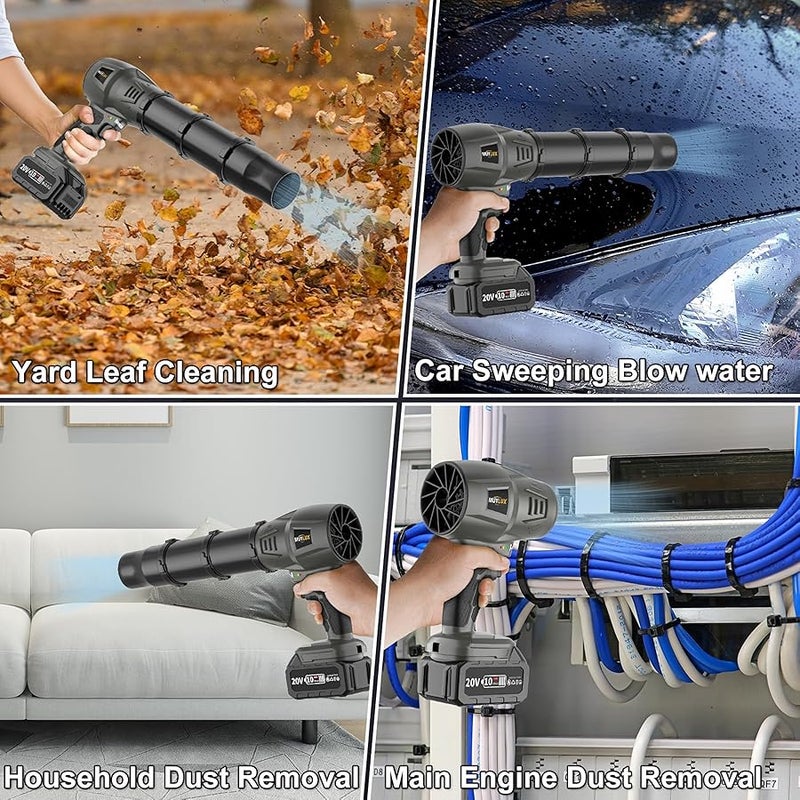 منفاخ اوراق لاسلكي مع شاحن سريع ببطاريتين | محرك قوي 200,000 دورة في الدقيقة مع فوهة قابلة للتعديل من 3 اقسام لتنظيف الفناء والجراج والسيارة - Image 5