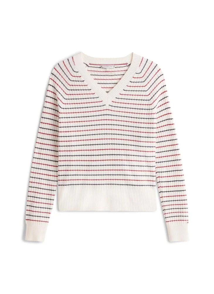 TOMMY HILFIGER Striped V Neck Sweater
