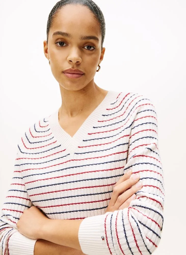 TOMMY HILFIGER Striped V Neck Sweater