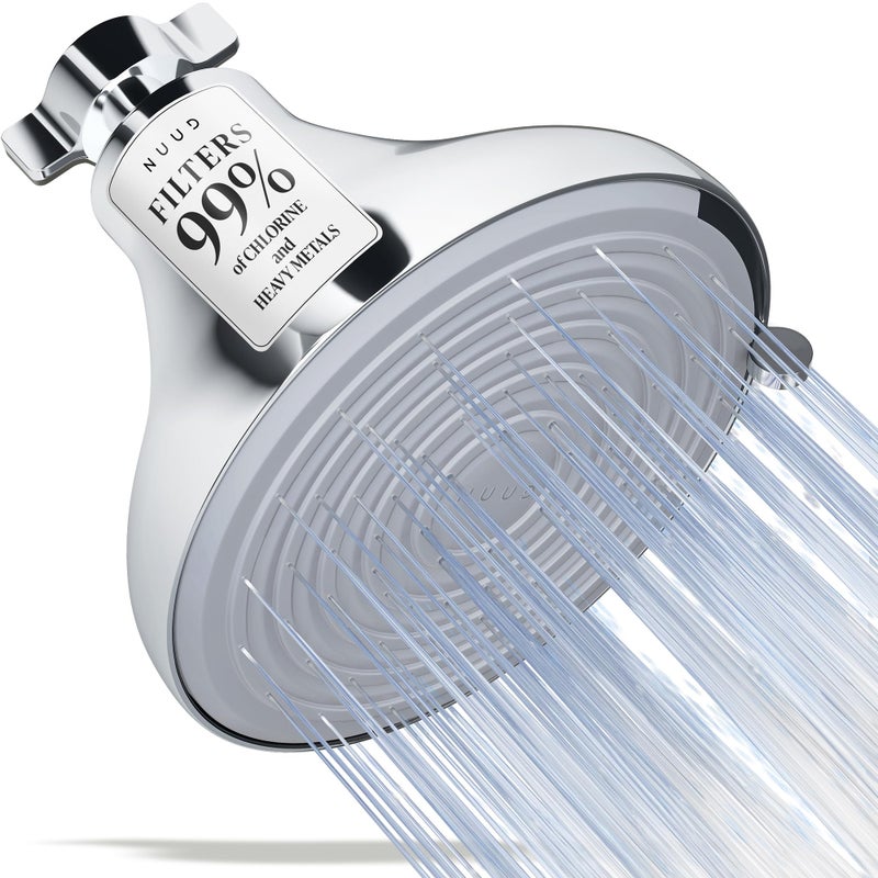 NUUD Filtered Shower Head - Removes Chlorine, Heavy Metals & Contaminants for Healthier Scalp Skin & Hair | Protects Colored Hair & Soothes Dry Skin - High Pressure Shower Head Filter - Chrome - Image 1