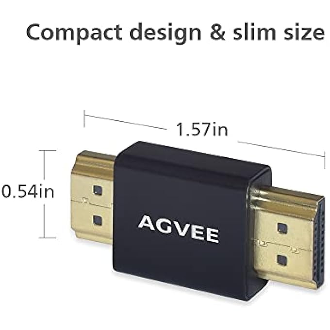 AGVEE [4 PACK] HDMI MALE TO MALE ADAPTER, HDMI TYPE-A 2.0 4K@60HZ COUPLER EXTENDER CONNECTOR, METAL SHELL EXTENSION CONVERTER FOR TV STICK, ROKU STICK, CHROMECAST, XBOX, PS4, LAPTOP, PC, BLACK - Image 3