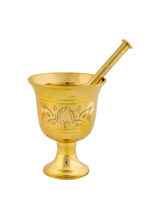 AL SANIDI Heritage Brass Mortar, Indian Mortar, Gold, medium - Image 3