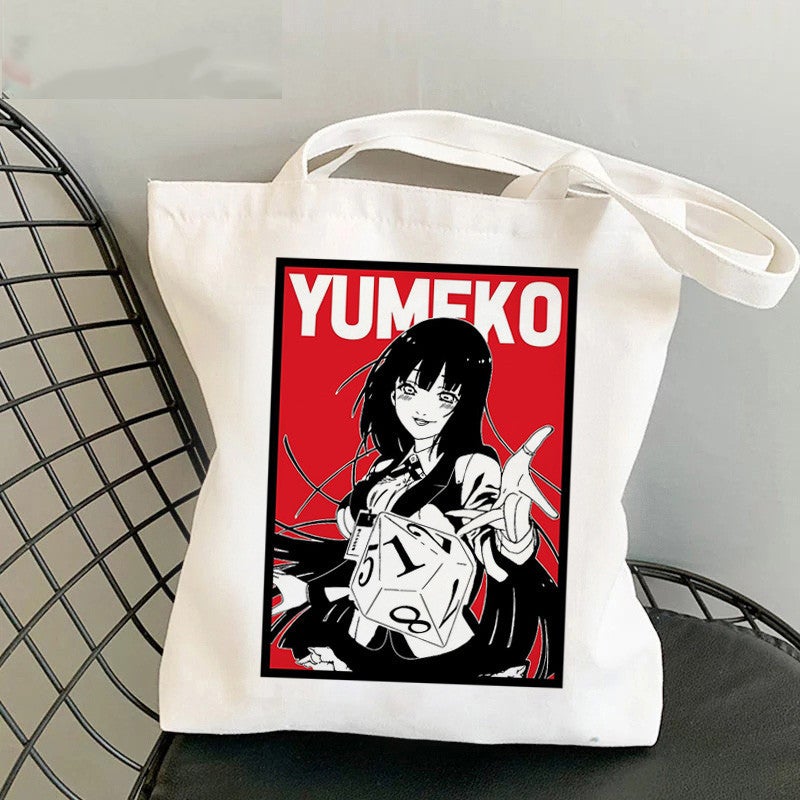 Kakegurui Printed Canvas Bag Harajuku Shoulder Bag Hand Shopping Bag - Image 3