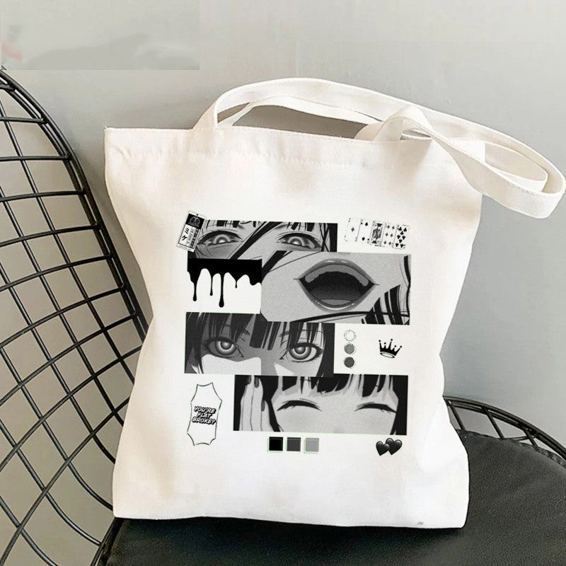 Kakegurui Printed Canvas Bag Harajuku Shoulder Bag Hand Shopping Bag - Image 2