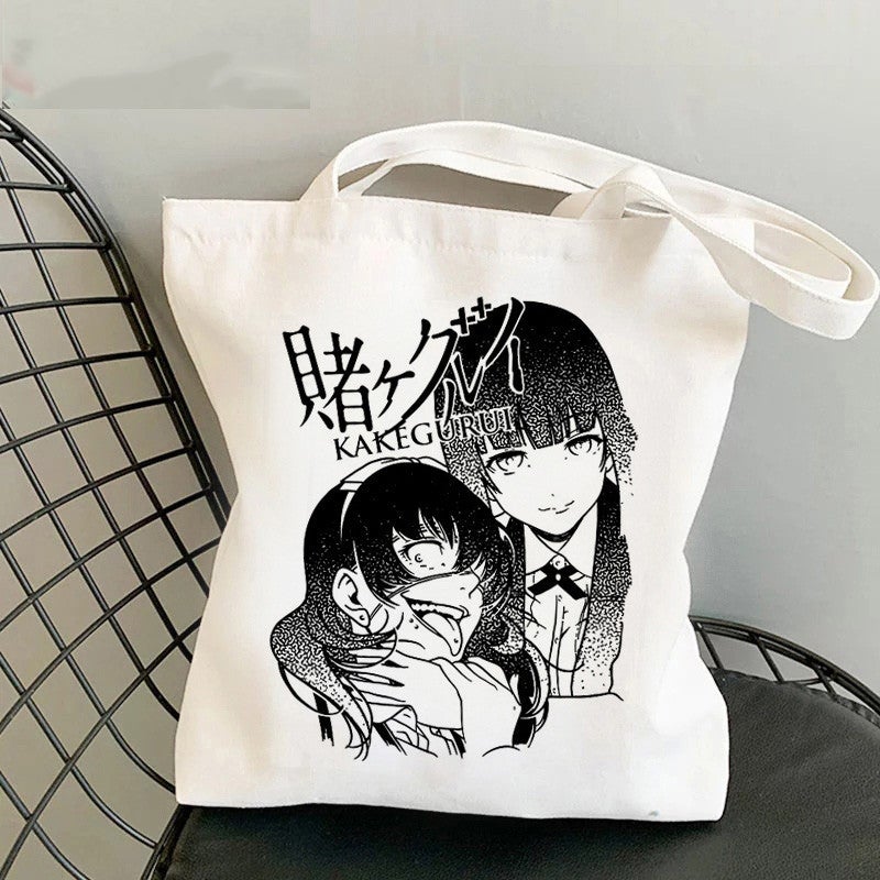 Kakegurui Printed Canvas Bag Harajuku Shoulder Bag Hand Shopping Bag - Image 1