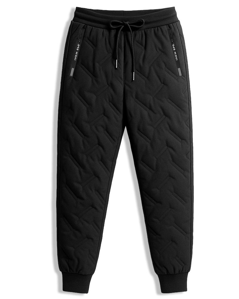 Chicingyou 1 Pcs Fleece Lined Pants Men Sherpa Lined Sweatpants Windproof Track Joggers Snow Winter Thermal Pants with Zipper(Cuffed,XL,Black) - Image 1