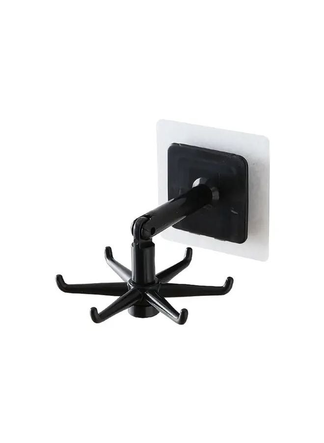 White 2 Pack Rotating Foldable Hooks 6 Self Adhesive Wall Mounted Kitchen Bathroom Organizer - Image 5