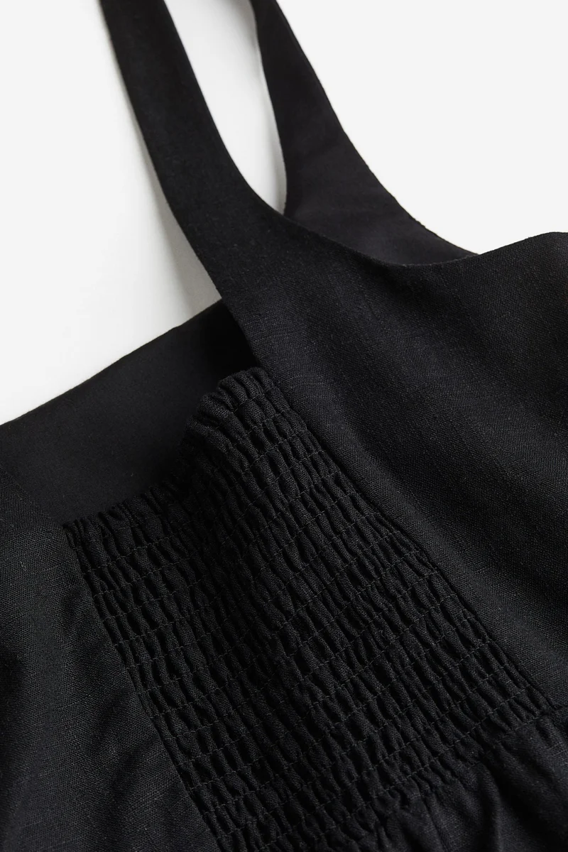 اتش اند ام فستان بتنورة واسعة من مزيج الكتان