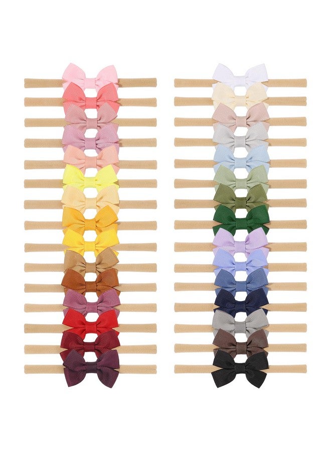 doboi 30Pcs Baby Girls Headbands Hair Bows Nylon Grosgrain Ribbon Hairbands Solid Color Handmade Hair Accessories For Newborn Infant Toddlers Little Girl And Kids - Image 1