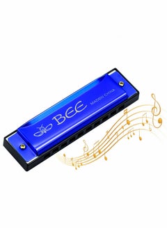 Harmonica for Beginners, kids 10 Holes 20 Tunes Mouth Organ Key of C Major Beginner, Adults, Kids Gift, Blue